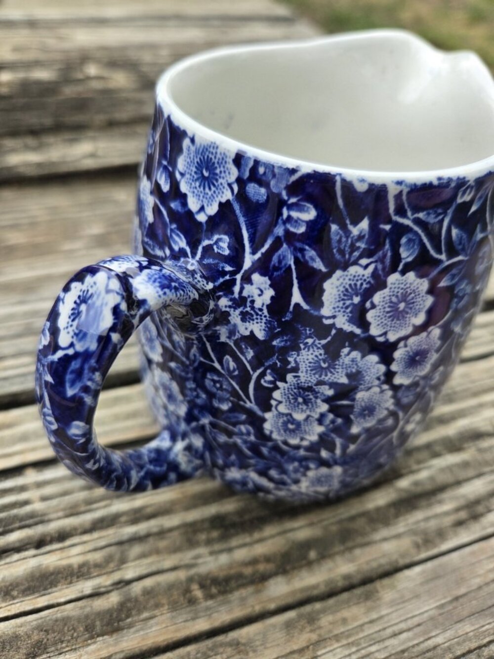 Vintage Cobalt Blue Floral Calico Crownford Creamer Jug Staffordshire England - Picture 7 of 12